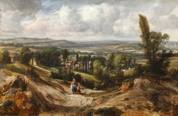 Woman And Child In A Landscape by Thomas Creswick
