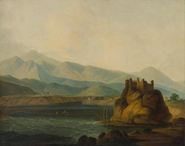The Rope Bridge At Serinagur by Thomas Daniell