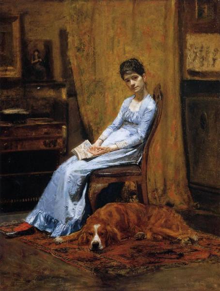 The Artist's Wife And His Setter Dog by Thomas Eakins