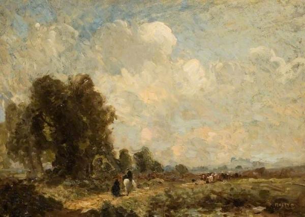 Landscape With Figures On A Country Path by Thomas Edwin Mostyn