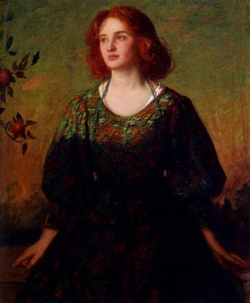 Portrait Of A Lady In A Green And Gold Dress by Thomas Edwin Mostyn