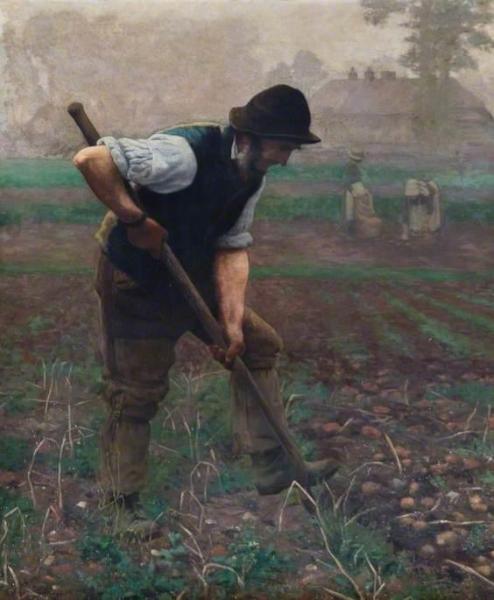 A Man Digging Potatoes by Thomas Frederick Mason Sheard
