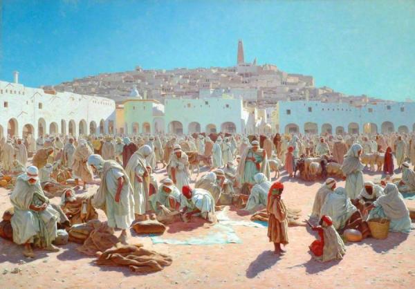 African Bazaar Scene by Thomas Frederick Mason Sheard