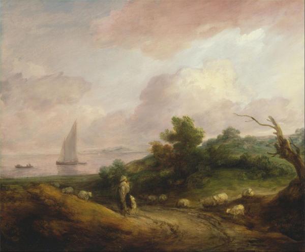 Coastal Landscape With A Shepherd And His Flock by Thomas Gainsborough
