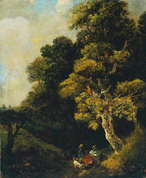 Landscape With Figures Under A Tree by Thomas Gainsborough