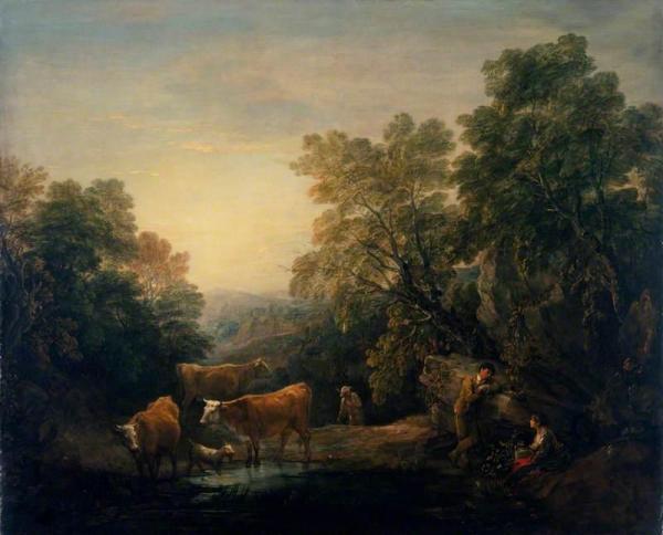 Rocky Wooded Landscape With Rustic Lovers by Thomas Gainsborough Oil Painting Reproductions