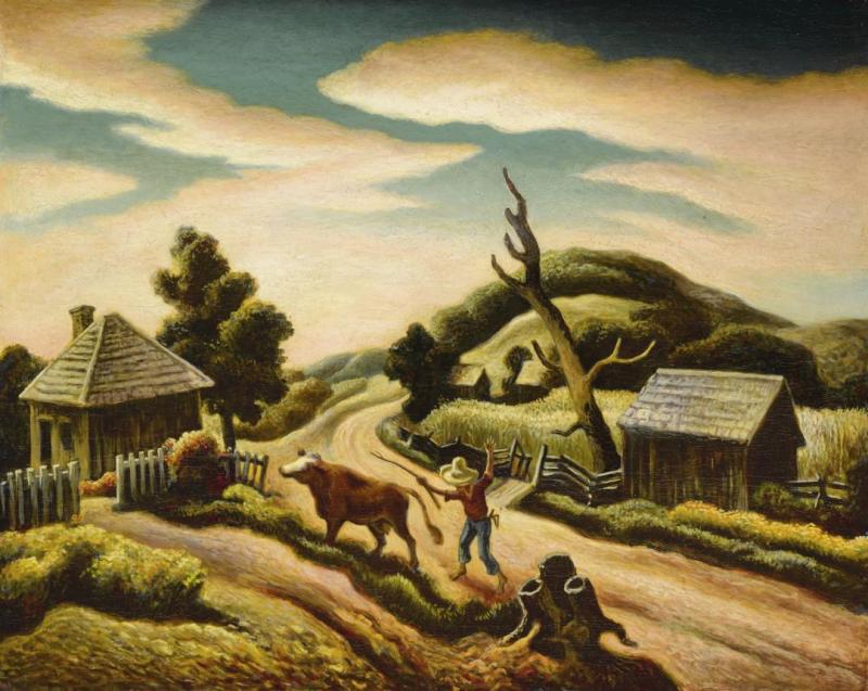 Across The Curve Of The Road, 1938 by Thomas Hart Benton