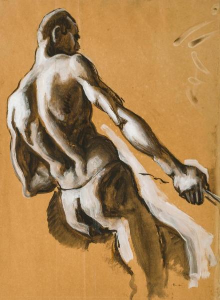 Figure Study For Over The Mountains, 1924 by Thomas Hart Benton