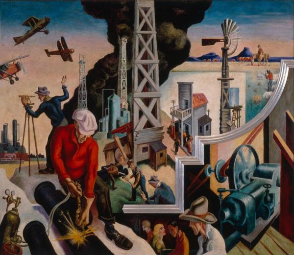 America Today: Changing The West, One Of The Ten Panels In This Mural by Thomas Hart Benton