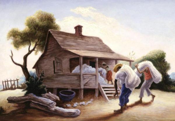 Back From The Fields, Louisiana by Thomas Hart Benton