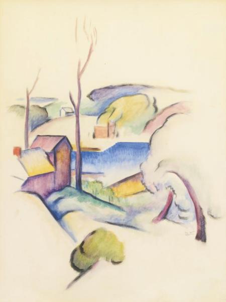 Landscape With House (cezannesque Landscape) by Thomas Hart Benton