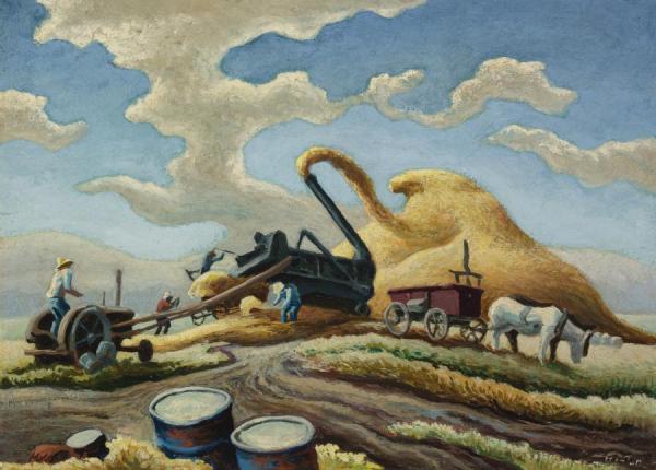 Rice Threshing by Thomas Hart Benton