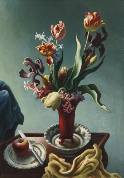 Still Life With Spring Flowers by Thomas Hart Benton