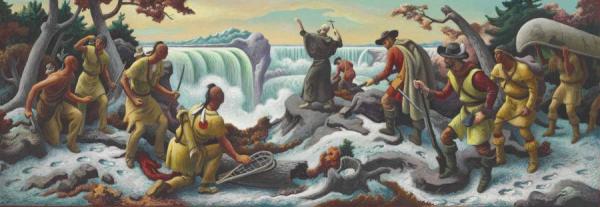 Study For Father Hennepin At Niagara Falls by Thomas Hart Benton Oil Painting Reproductions