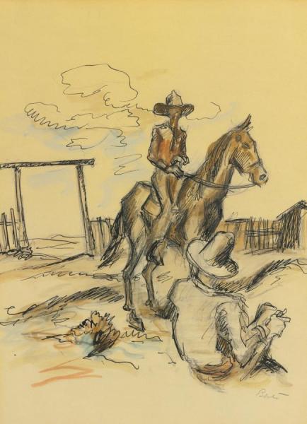 Two Cowboys by Thomas Hart Benton