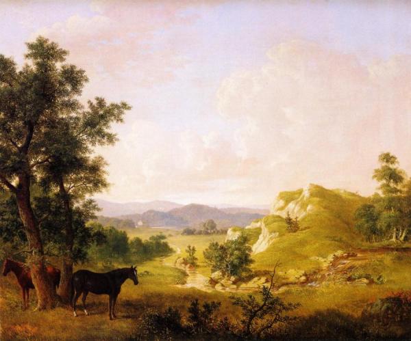 Landscape With Horses by Thomas Hewes Hinckley Oil Painting Reproductions