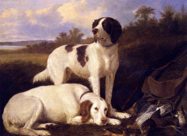 Setters At Rest by Thomas Hewes Hinckley Oil Painting Reproductions