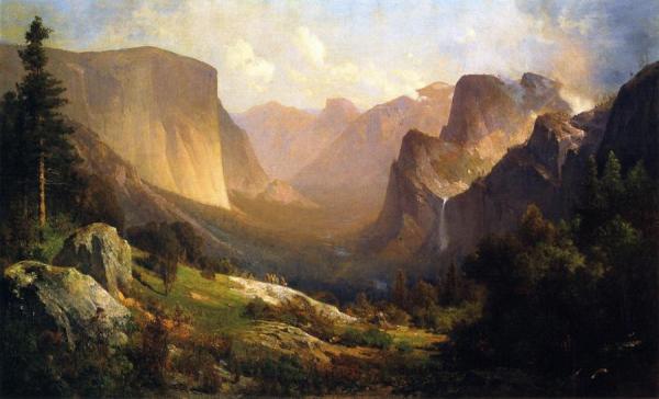 A View Up Yosemite Valley by Thomas Hill Oil Painting Reproductions