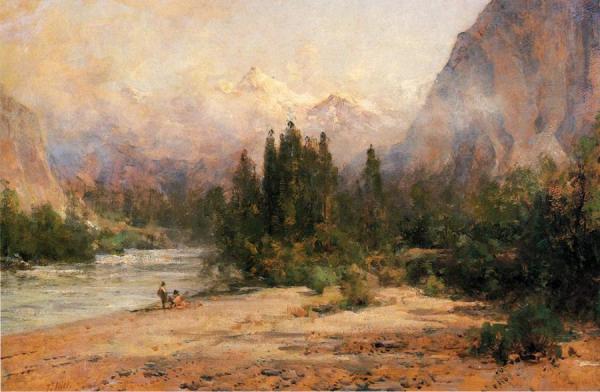 Bow River Gap At Banff, On Canadian Pacific Railroad by Thomas Hill