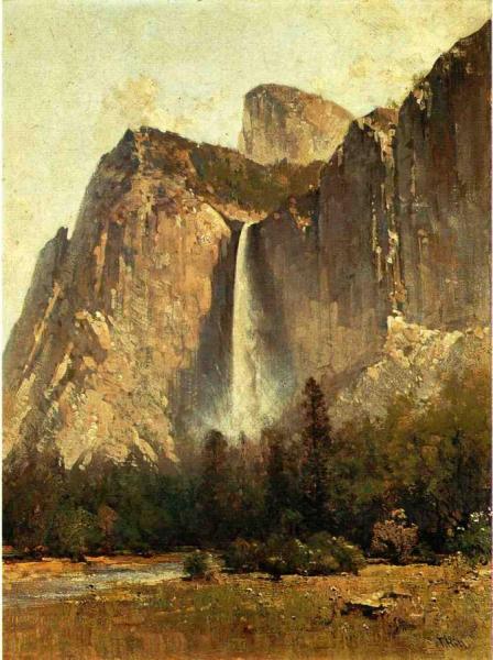 Bridal Veil Falls - Yosemite Valley by Thomas Hill