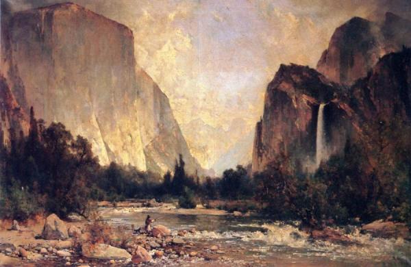 Fishing On The Merced River, Yosemite Valley by Thomas Hill