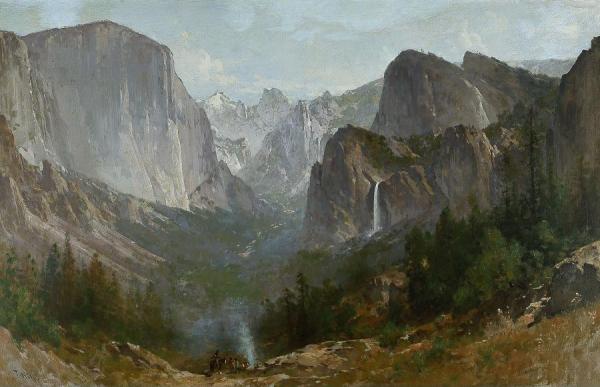 Indians At Campfire, Yosemite Valley, C.1885 by Thomas Hill Oil Painting Reproductions