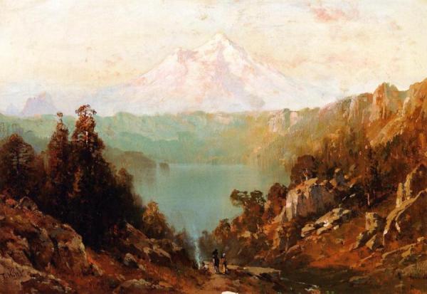 Mount Shasta From Castle Lake At Evening by Thomas Hill