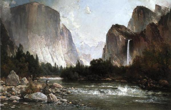 Piute Fishing On The Merced River, Yosemite Valley by Thomas Hill