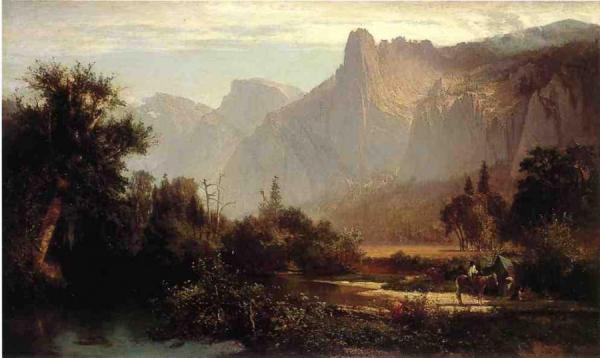 Piute Indian Family In Yosemite Valley. by Thomas Hill
