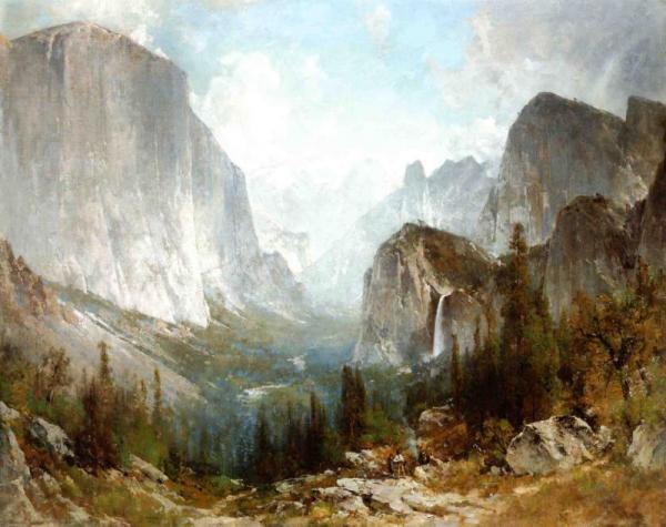 Piute Indians At The Gates Of Yosemite by Thomas Hill