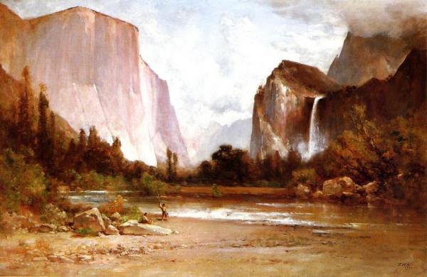 Piute Indians Fishing In Yosemite by Thomas Hill