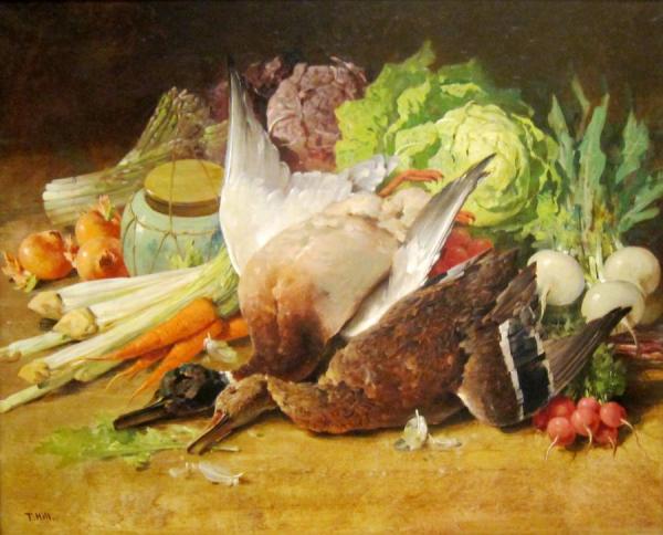 Still Life With Ducks And Vegetables by Thomas Hill