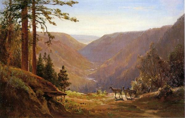 Valley With Deer by Thomas Hill