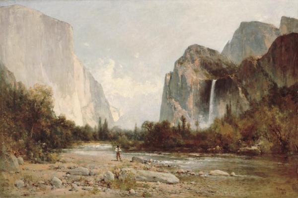 Yosemite,bridal Veil Falls by Thomas Hill