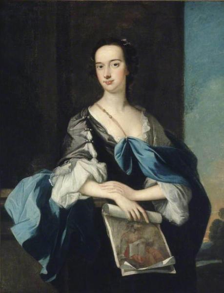Lady Elizabeth Yorke(1725-1760),lady Anson,holding A Drawing Of Dante By Carlo Dolci by Thomas Hudson