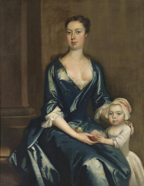 Thomas Hudson Portrait Of A Lady With Her Daughter