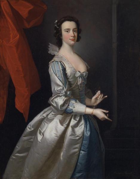 Thomas Hudson Portrait Of A Woman,probably Elizabeth Aislabie,of Studleyroyal,yorkshire