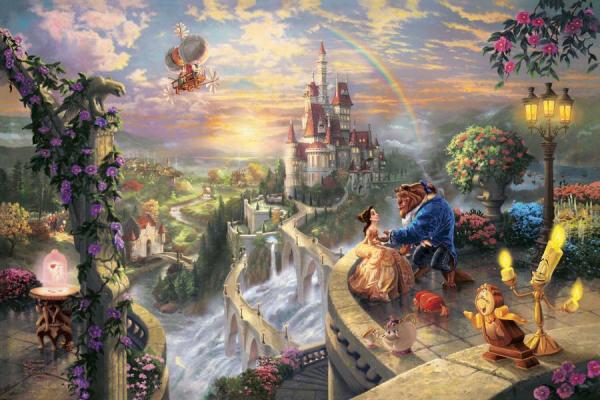 Beauty And The Beast Falling In Love by Thomas Kinkade Oil Painting Reproductions