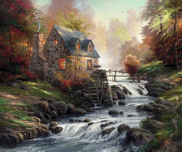Cobblestone Mill by Thomas Kinkade