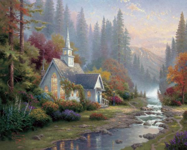 Forest Chapel by Thomas Kinkade