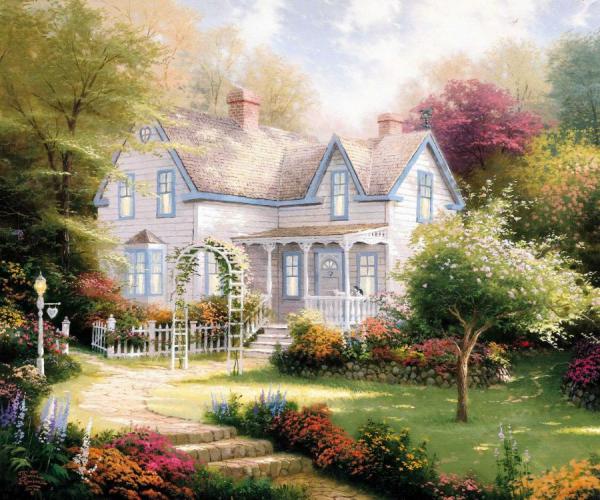 Home Is Where The Heart Is by Thomas Kinkade Oil Painting Reproductions