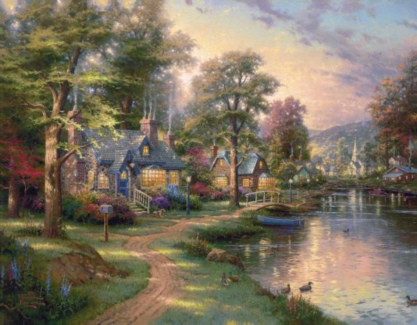 Thomas Kinkade Hometown Lake