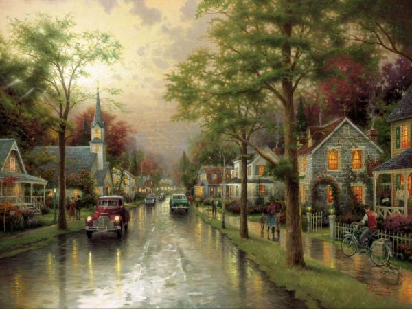 Hometown Morning by Thomas Kinkade