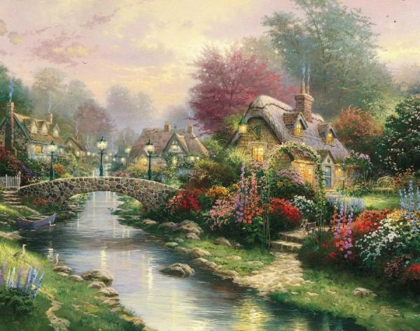 Lamplight Bridge by Thomas Kinkade
