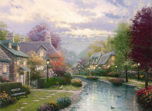 Lamplight Brooke by Thomas Kinkade Oil Painting Reproductions