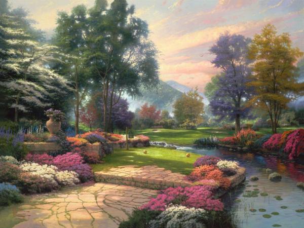 Living Waters Golfer Paradise Hole One by Thomas Kinkade