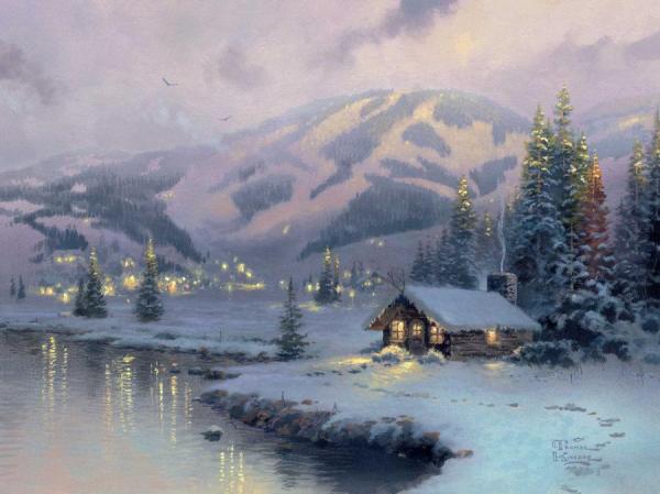 Olympic Mountain Evening by Thomas Kinkade