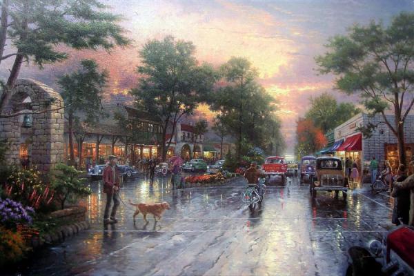 Sunset On Ocean Avenue by Thomas Kinkade