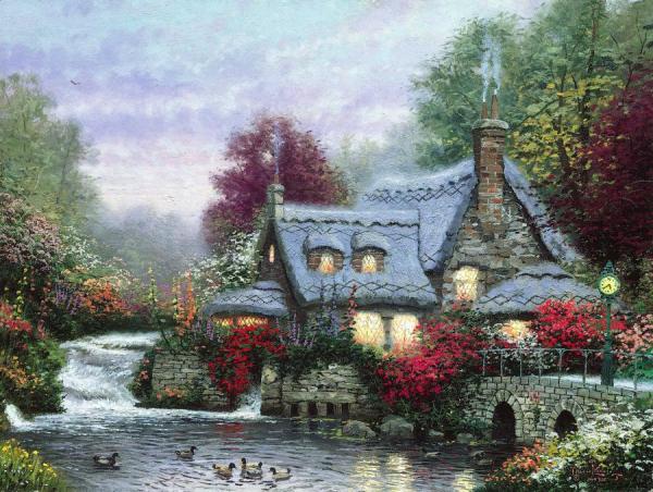The Miller Cottage Thomashire by Thomas Kinkade