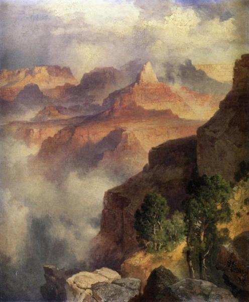 A Bit Of The Grand Canyon - Grand Canyon Of The Colorado River by Thomas Moran Oil Painting Reproductions